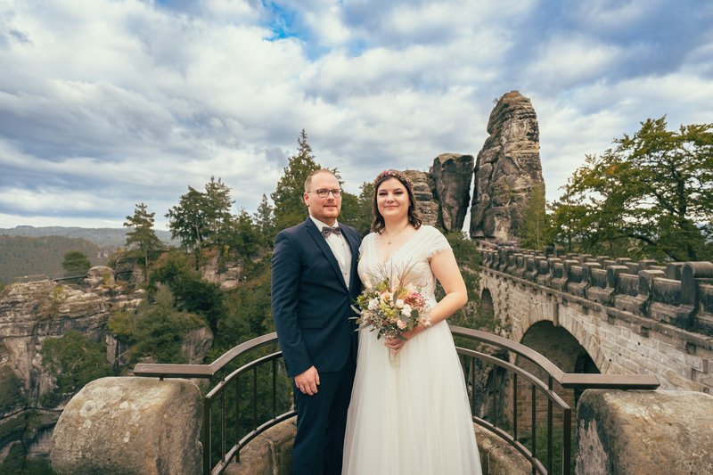 Hochzeitsfotografie in Basteibrücke Sächsische Schweiz